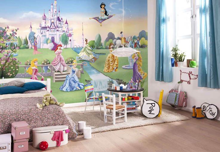 princess wallpaper in kids bedroom