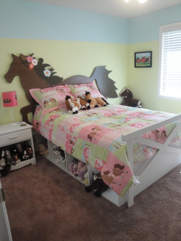 cool brown pony headboard for girls room