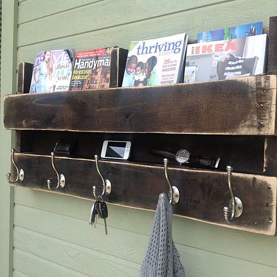 magazine holder with key rack