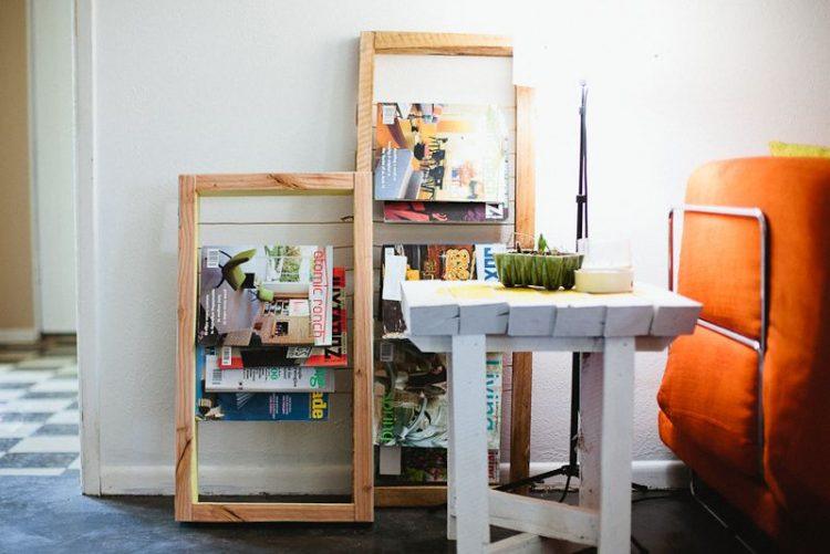 cool wooden magazine holder for living room