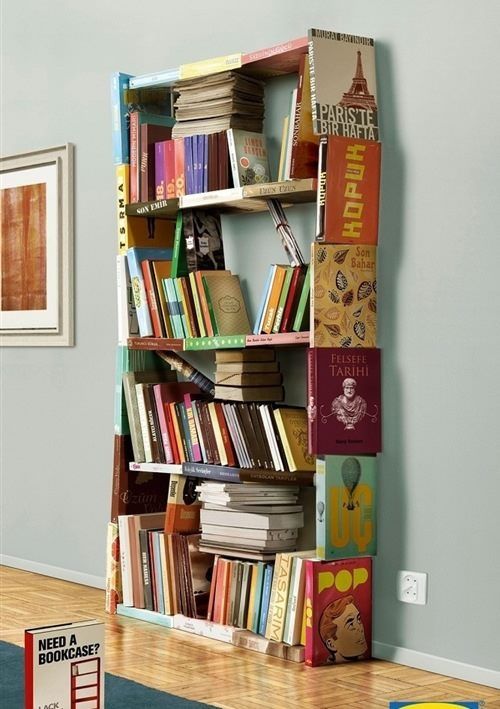 amazing colorful shelves made of books