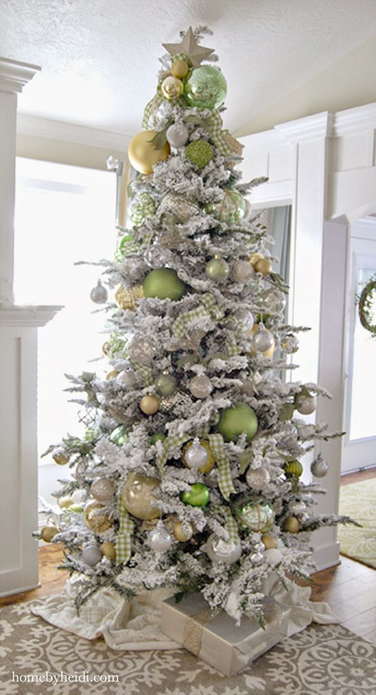 white christmas tree with decorations