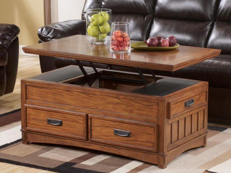 adjustable coffee table with wooden drawers