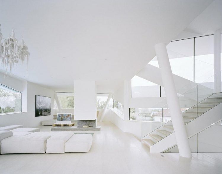 beautiful contemporary living room with white design