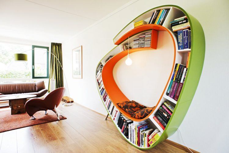 colorful circular book case