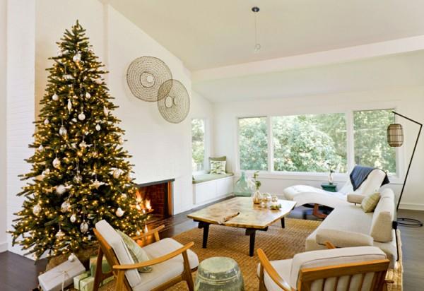 tall christmas tree in living room