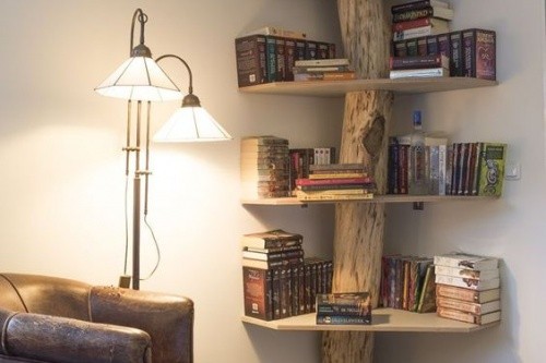 tree trunk shelf design