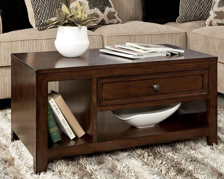 beautiful wooden coffee table with drawer and shelves