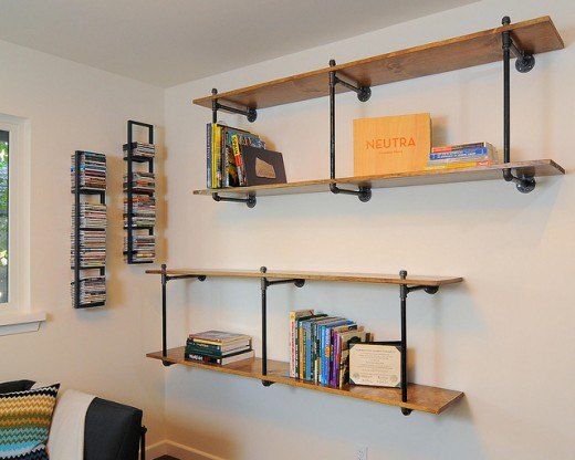 wooden floating shelves