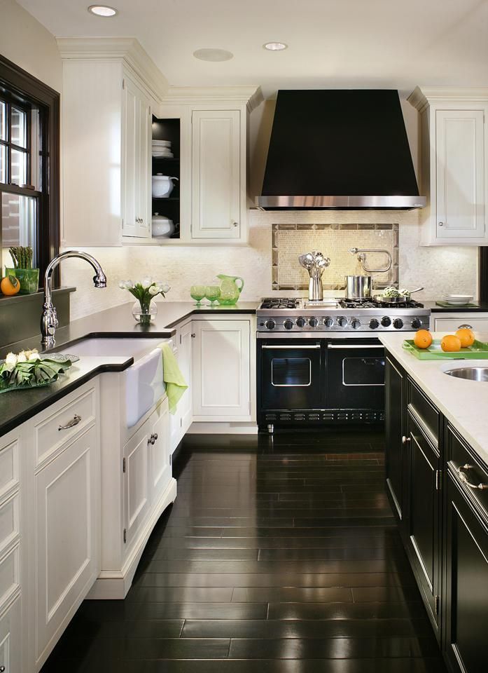 Dark Hardwood Kitchen Floor 