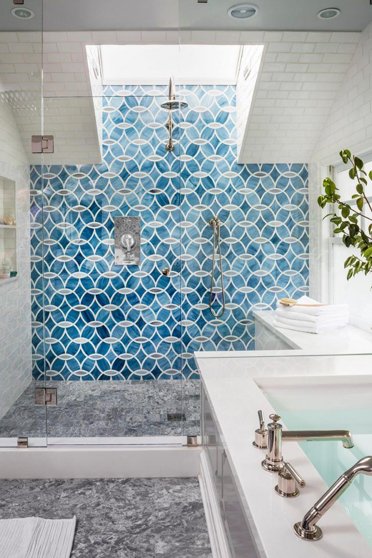 beautiful blue shower tile design