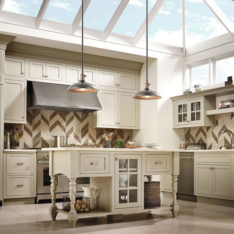 kitchen with vaulted glass ceiling