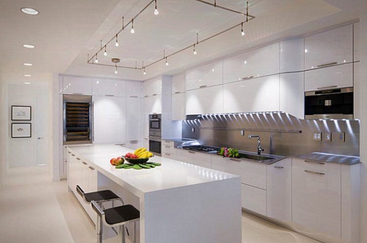 kitchen with large white island