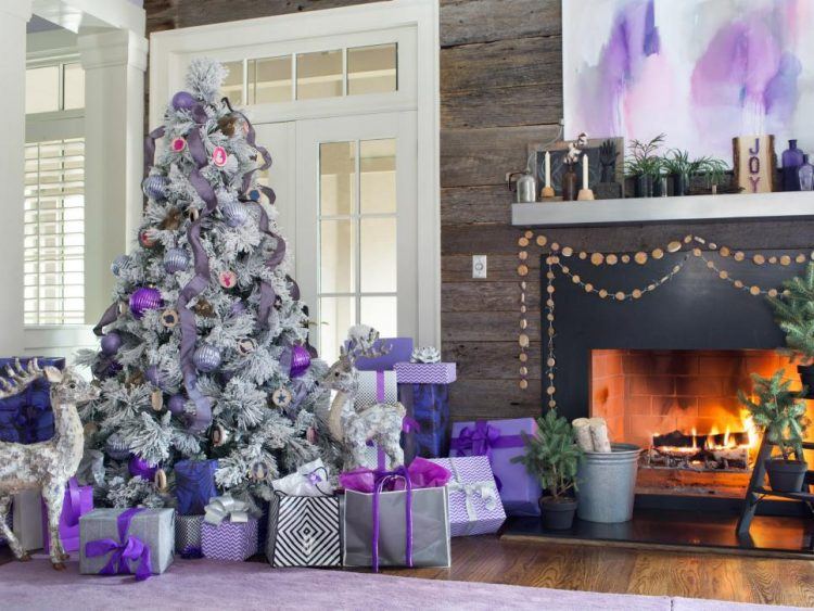 purple and silver christmas decor