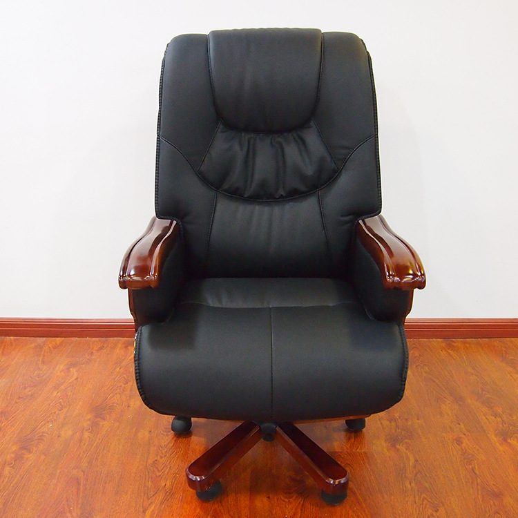 reclining black leather desk chair