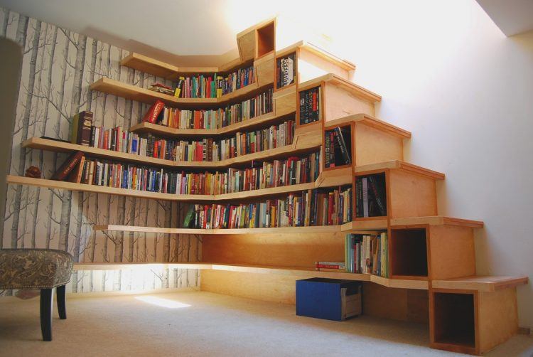 series of stairs made into shelves