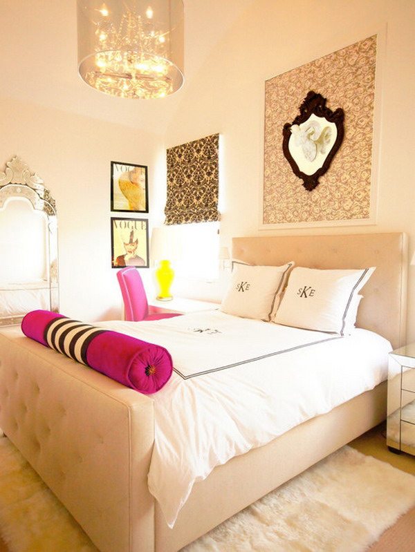 teenager bedroom with trendy wall art