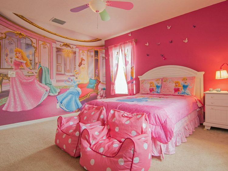 bright pink princess bedroom for kid