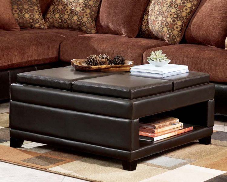 leather coffee table with cabinet