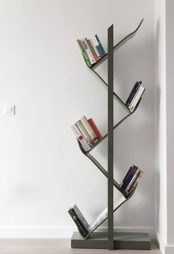 modern slanted shelves in home