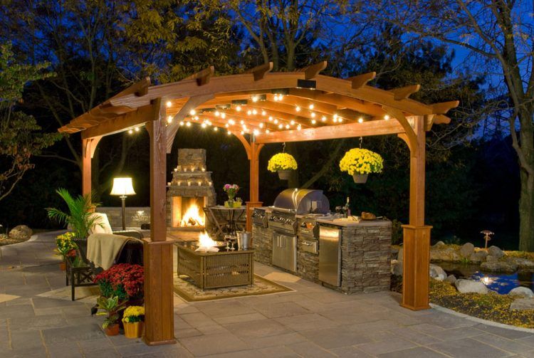 awesome outdoor kitchen under canopy