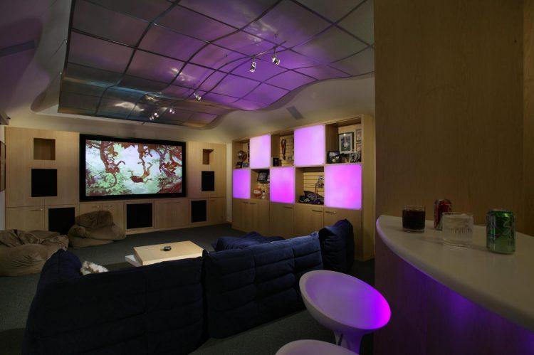 entertainment room with purple light