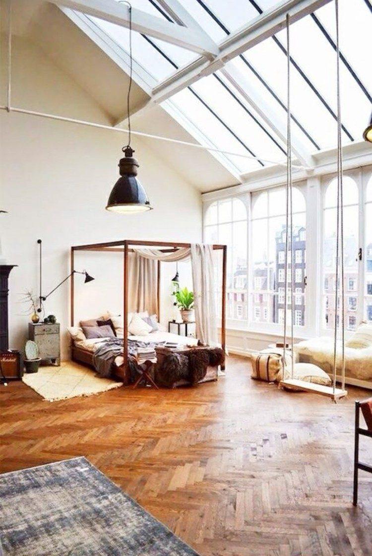 bedroom with window and sky light