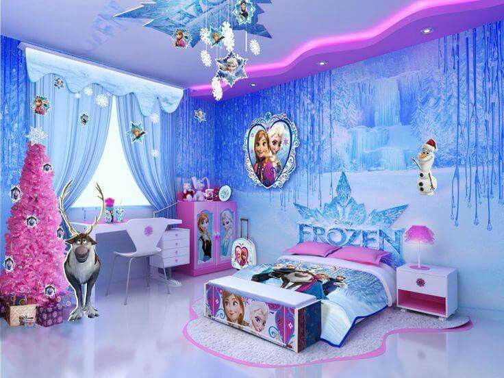 amazing frozen bedroom with chandelier