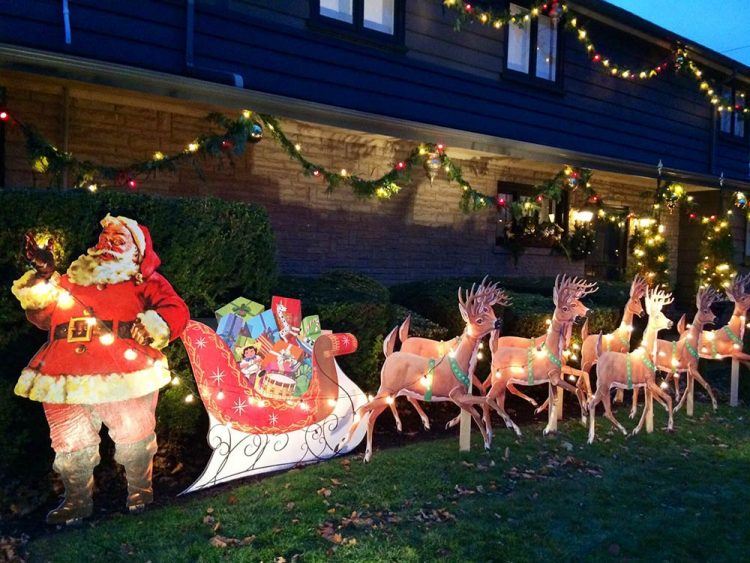 santa and his reindeer delivering toys