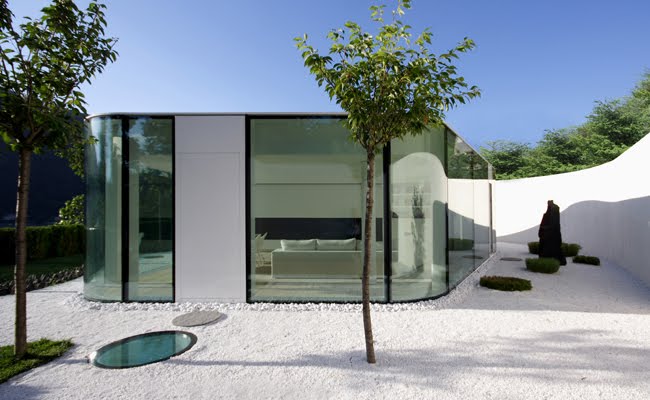 beautiful reflective glass house