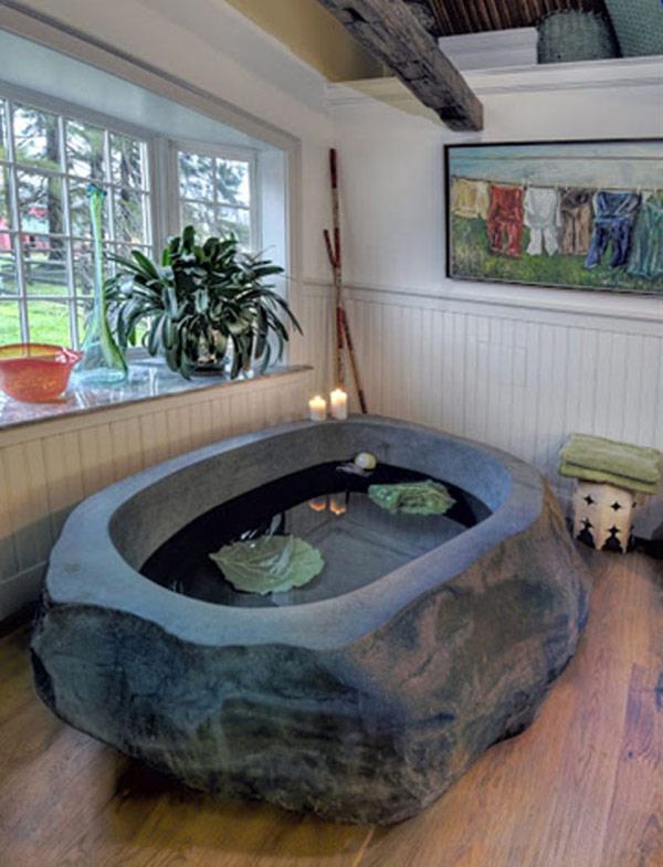 beautiful stone soaking tub