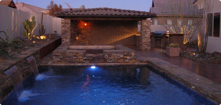 poolside hangout area with cover