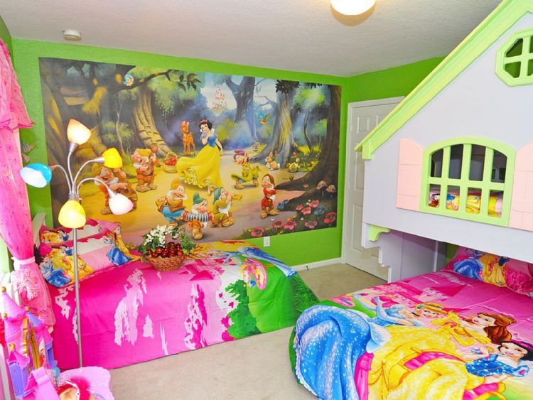 bright bedroom with disney inspired design