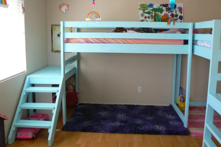 light blue loft bed