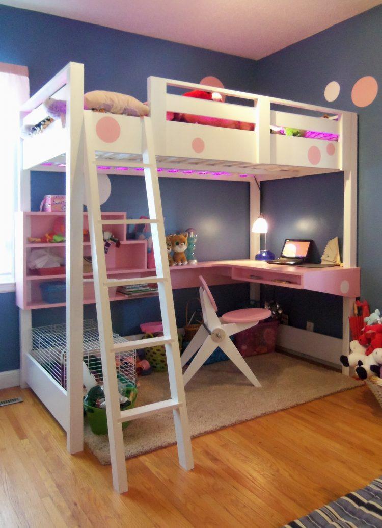 loft bed with desk and work space underneath