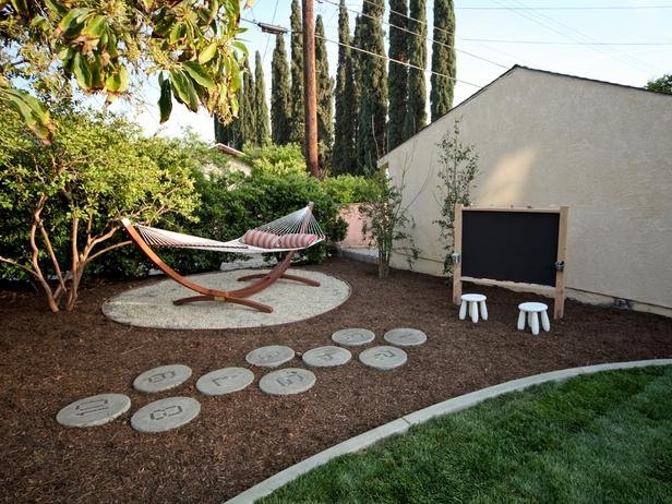 backyard with chalkboard