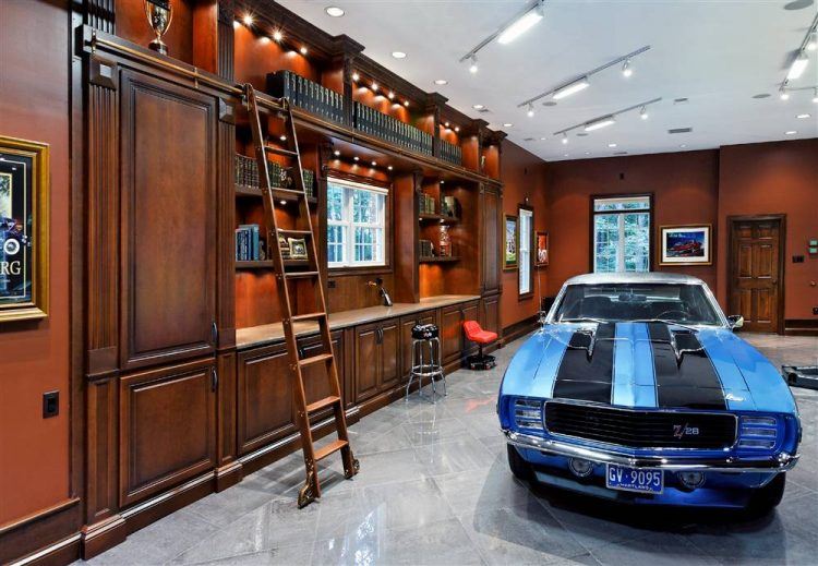 lavish garage with wooden design