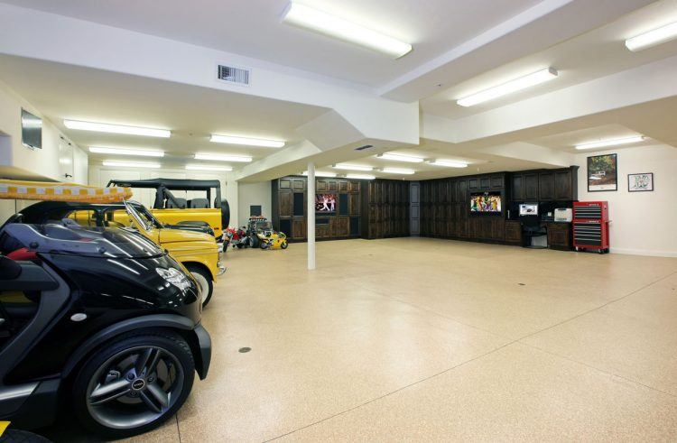 spacious luxury car garage