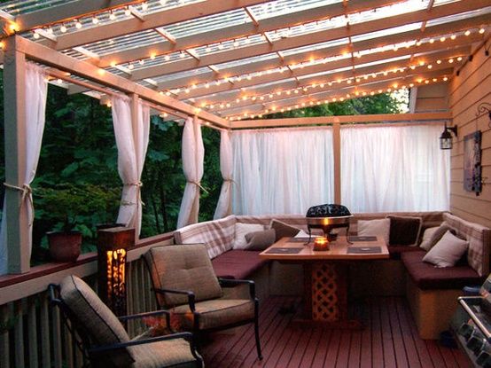 beautiful covered deck with lights