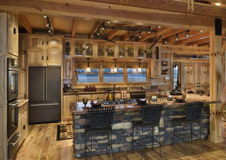 amazing rustic kitchen with wood ceiling