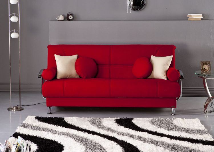 bright red couch for living room