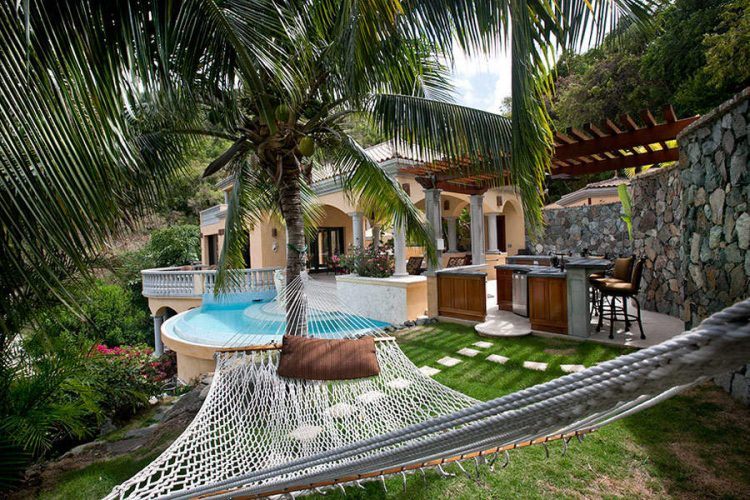 poolside backyard hammock design