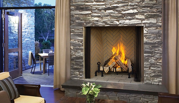 contemporary stone fireplace