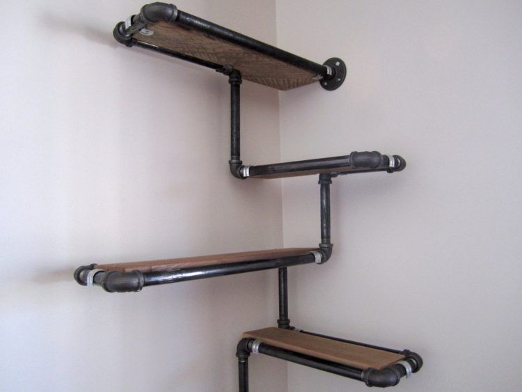 unique shelf made of pipes