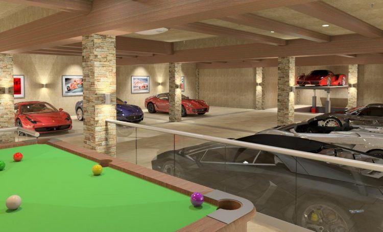 luxury garage with pool table