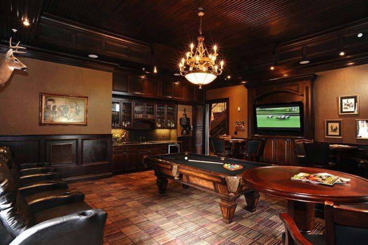 beautiful lavish home theater with pool table