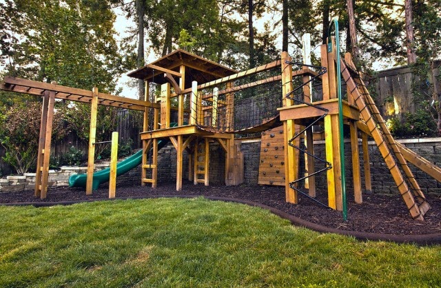 large wooden play area for residential yard