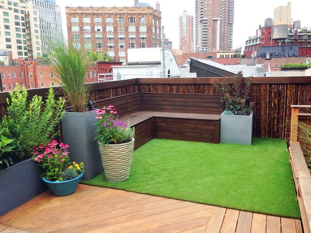 contemporary small rooftop deck