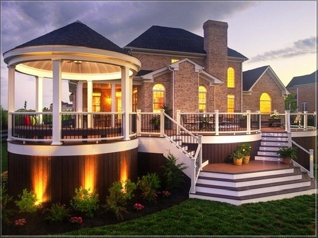 beautiful deck with lighting 