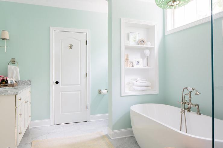 beautiful bathroom with egg shaped tub